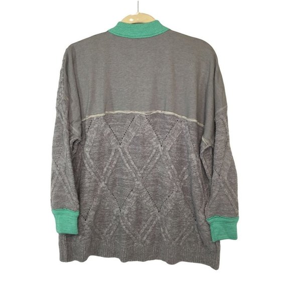 Free People Sweater Oversized Gorpcore Olympia Cable Crewneck Tunic Boho Gray - Picture 5 of 9
